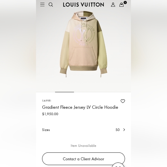 Authentic Gradient Fleece Jersey Louis Vuitton Circle Hoodie - Picture 7 of 8